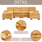 U-shaped profile sofa, including two single seats and two chaise, modular sofa, Chenille sofa