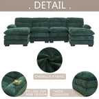 U-shaped profile sofa, including two single seats and two chaise, modular sofa, Chenille sofa