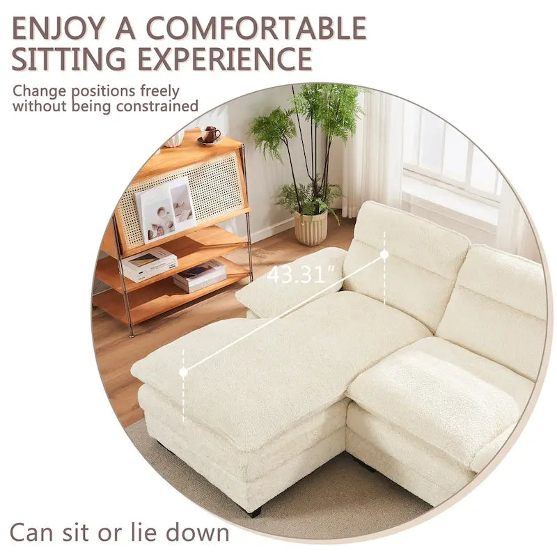U-shaped profile sofa, including two single seats and two chaise, modular sofa, Chenille sofa