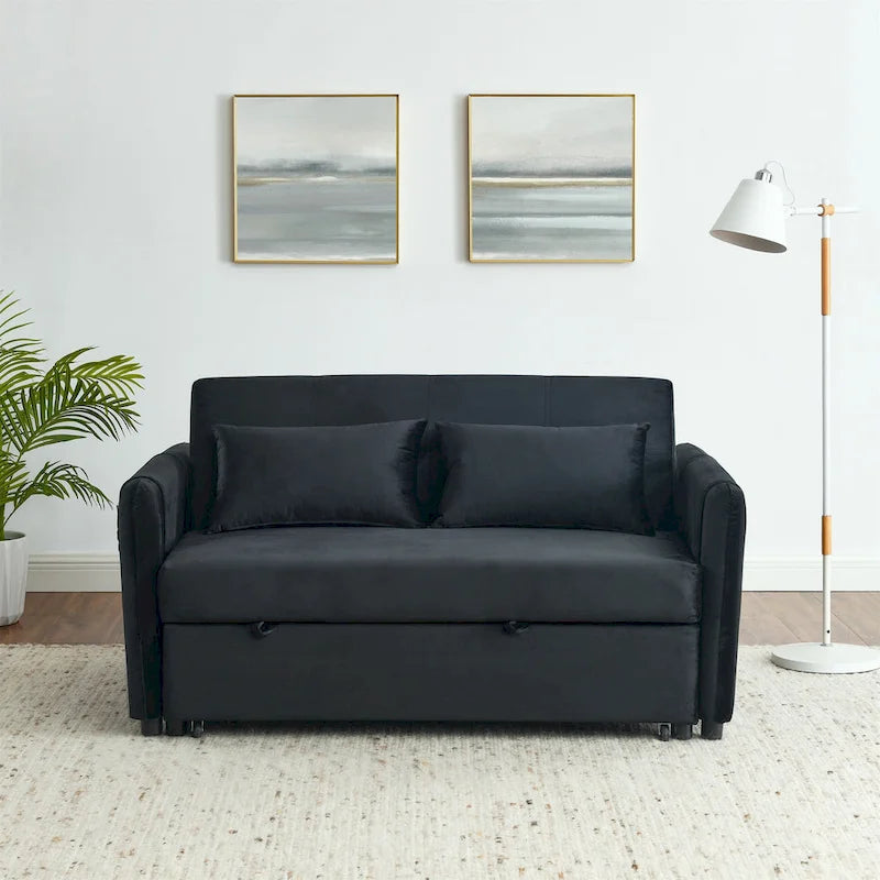 3-in-1 Versatile Velvet Double Sofa with Pullout Bed
