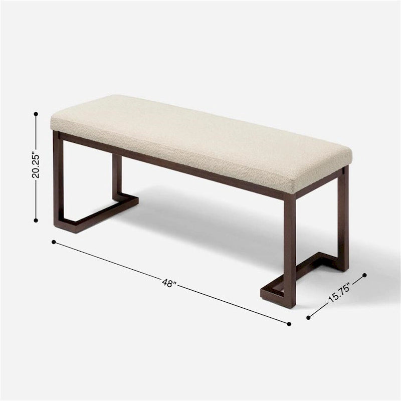 Panca di design contemporaneo con tessuto Bouclé
