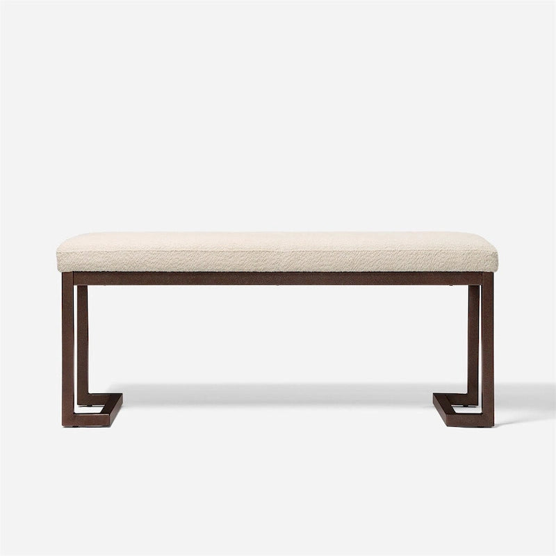 Contemporary Design Bench with Boucle fabric