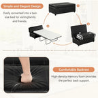 Twin Size Folding Pull out Ottoman Sleeper Bed with Mattress Convertible Guest Bed, PU Upholstered Sleeper Sofa