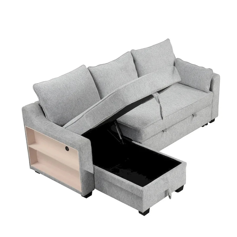 MERAX L-Shaped Couch Convertible Sofa Bed with Storage Chaise