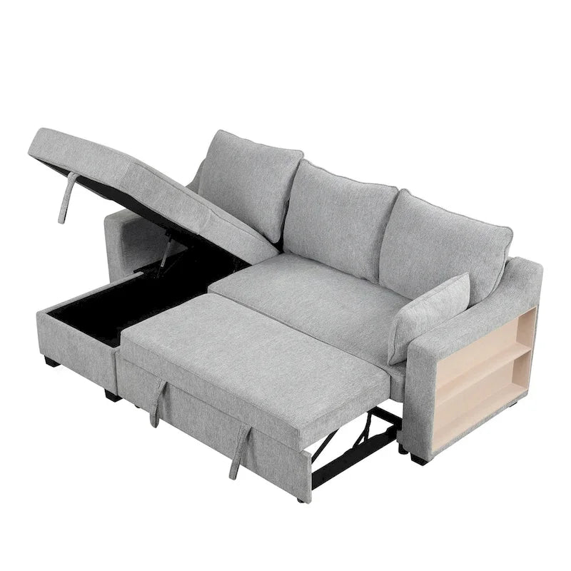 MERAX L-Shaped Couch Convertible Sofa Bed with Storage Chaise