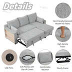 MERAX L-Shaped Couch Convertible Sofa Bed with Storage Chaise