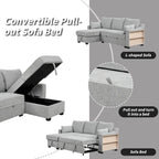 MERAX L-Shaped Couch Convertible Sofa Bed with Storage Chaise