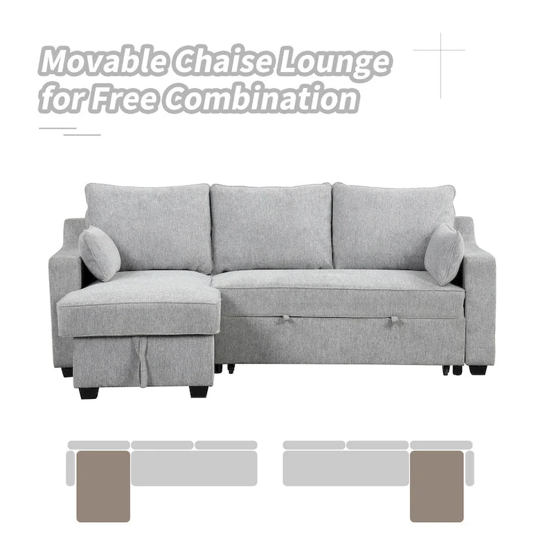 MERAX L-Shaped Couch Convertible Sofa Bed with Storage Chaise
