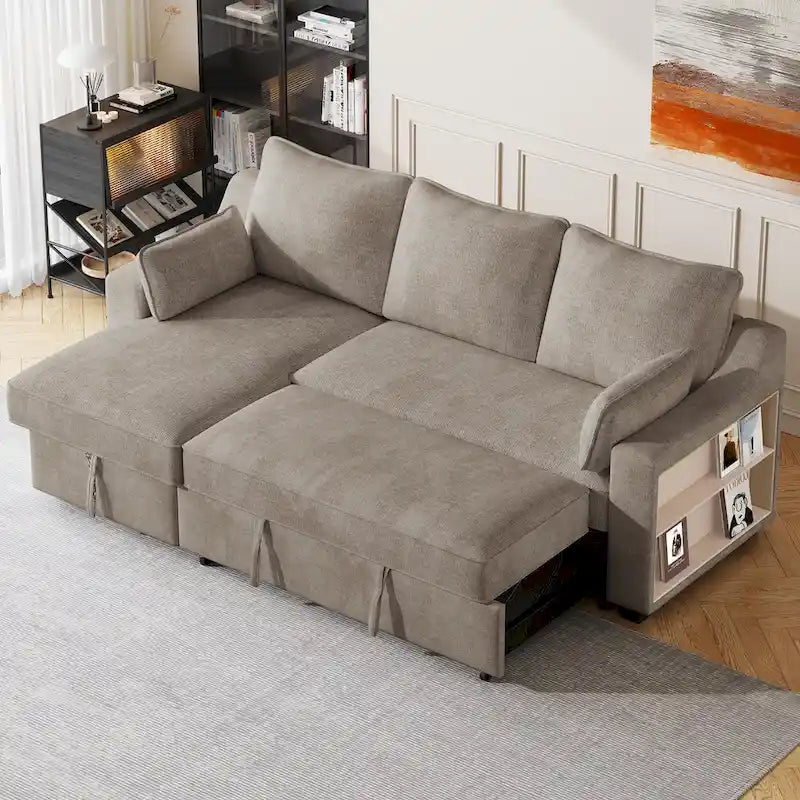 MERAX L-Shaped Couch Convertible Sofa Bed with Storage Chaise