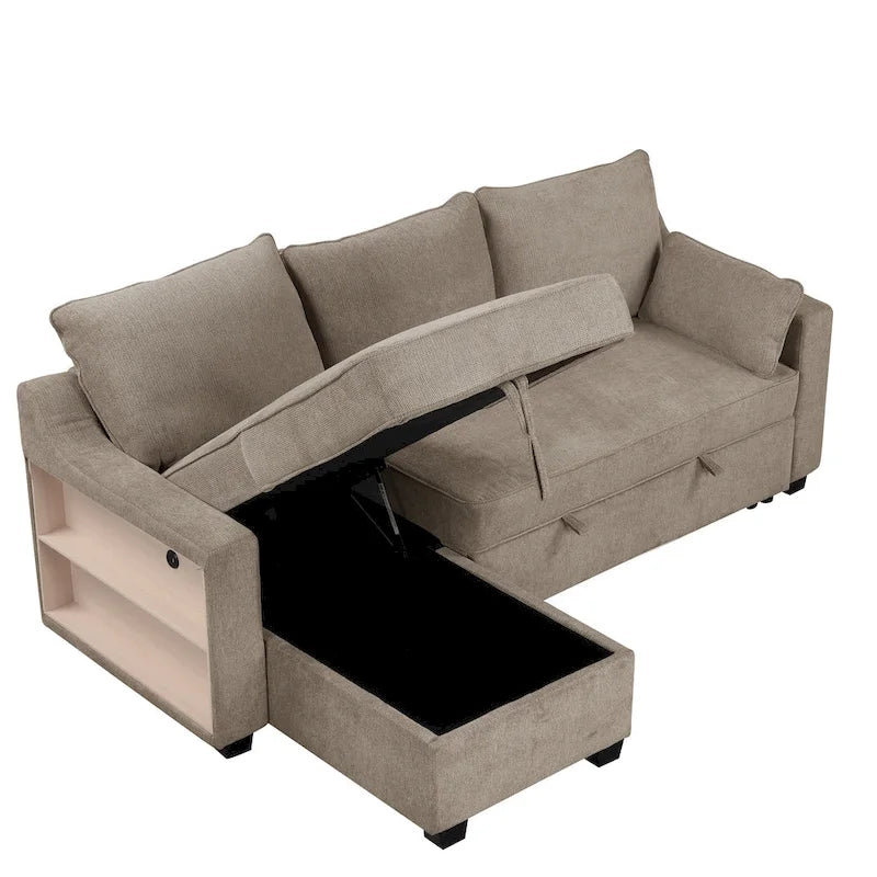MERAX L-Shaped Couch Convertible Sofa Bed with Storage Chaise