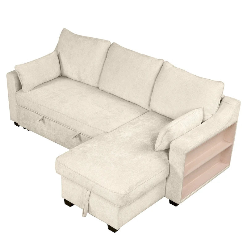 MERAX L-Shaped Couch Convertible Sofa Bed with Storage Chaise