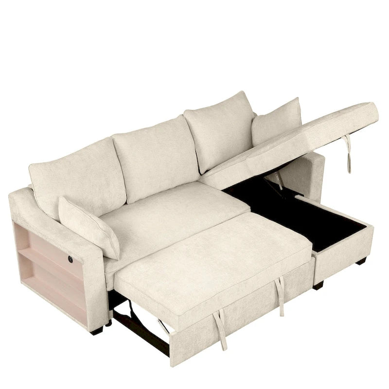 MERAX L-Shaped Couch Convertible Sofa Bed with Storage Chaise