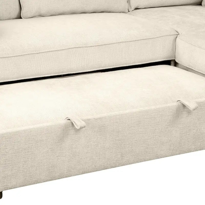 MERAX L-Shaped Couch Convertible Sofa Bed with Storage Chaise