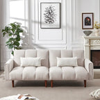 Convertible Futon Sofa Bed, Adjustable Couch Sleeper, Modern Fabric Linen Upholstered Futon Sofa bed with 2 Pillows