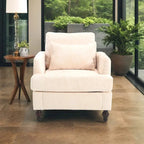 Chenille Single Sofa Chair, Upholstered Accent Chair with Soft Pillow, Mid Century Modern Reading Armchair