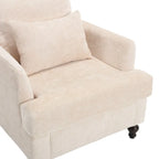Chenille Single Sofa Chair, Upholstered Accent Chair with Soft Pillow, Mid Century Modern Reading Armchair