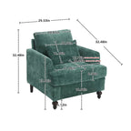 Chenille Single Sofa Chair, Upholstered Accent Chair with Soft Pillow, Mid Century Modern Reading Armchair