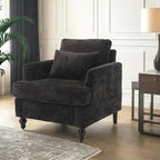 Chenille Single Sofa Chair, Upholstered Accent Chair with Soft Pillow, Mid Century Modern Reading Armchair