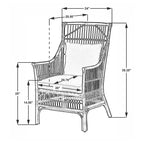 Sedia da Pranzo con Braccioli e Schienale a Doghe in Rattan con Cuscino di East at Main - 24x25.5x39.25