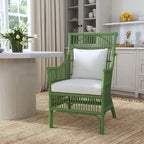 Sedia da Pranzo con Braccioli e Schienale a Doghe in Rattan con Cuscino di East at Main - 24x25.5x39.25