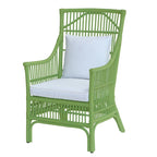 Sedia da Pranzo con Braccioli e Schienale a Doghe in Rattan con Cuscino di East at Main - 24x25.5x39.25
