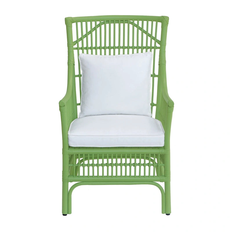 Sedia da Pranzo con Braccioli e Schienale a Doghe in Rattan con Cuscino di East at Main - 24x25.5x39.25