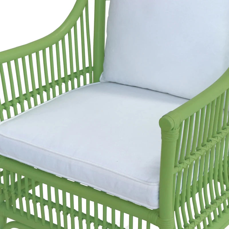 Sedia da Pranzo con Braccioli e Schienale a Doghe in Rattan con Cuscino di East at Main - 24x25.5x39.25