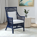 Sedia da Pranzo con Braccioli e Schienale a Doghe in Rattan con Cuscino di East at Main - 24x25.5x39.25