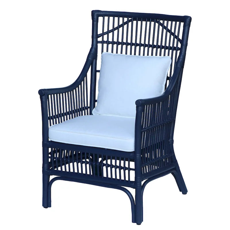 Sedia da Pranzo con Braccioli e Schienale a Doghe in Rattan con Cuscino di East at Main - 24x25.5x39.25