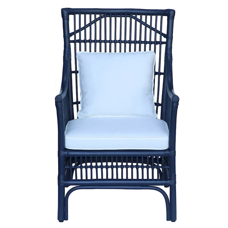 Sedia da Pranzo con Braccioli e Schienale a Doghe in Rattan con Cuscino di East at Main - 24x25.5x39.25
