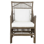 Sedia da Pranzo con Braccioli e Schienale a Doghe in Rattan con Cuscino di East at Main - 24x25.5x39.25