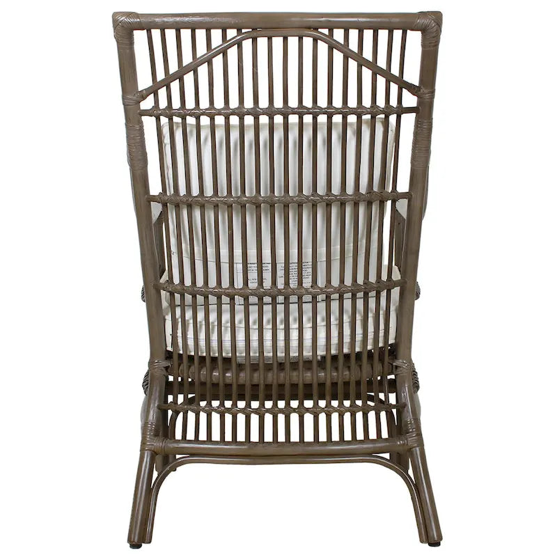 Sedia da Pranzo con Braccioli e Schienale a Doghe in Rattan con Cuscino di East at Main - 24x25.5x39.25