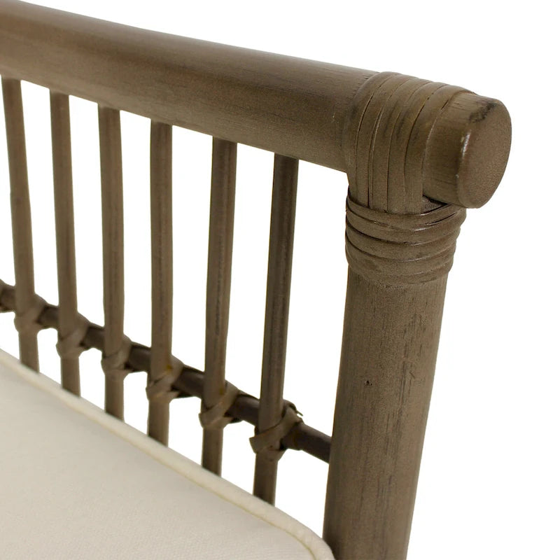 Sedia da Pranzo con Braccioli e Schienale a Doghe in Rattan con Cuscino di East at Main - 24x25.5x39.25