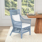 Sedia da Pranzo con Braccioli e Schienale a Doghe in Rattan con Cuscino di East at Main - 24x25.5x39.25