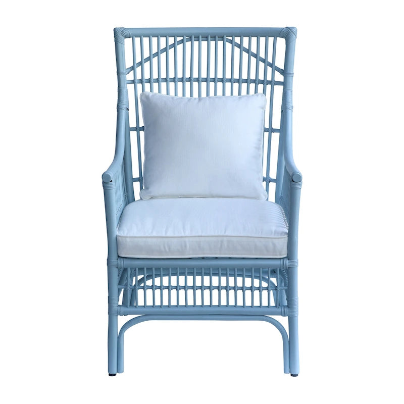Sedia da Pranzo con Braccioli e Schienale a Doghe in Rattan con Cuscino di East at Main - 24x25.5x39.25