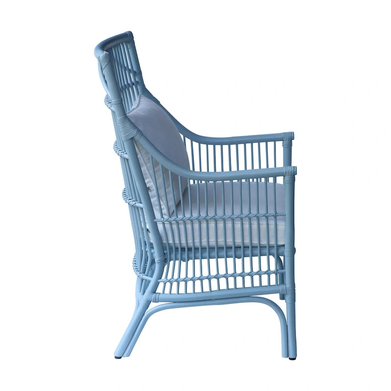 Sedia da Pranzo con Braccioli e Schienale a Doghe in Rattan con Cuscino di East at Main - 24x25.5x39.25