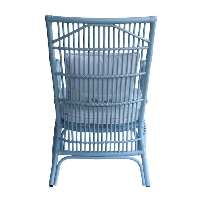 Sedia da Pranzo con Braccioli e Schienale a Doghe in Rattan con Cuscino di East at Main - 24x25.5x39.25