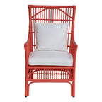 Sedia da Pranzo con Braccioli e Schienale a Doghe in Rattan con Cuscino di East at Main - 24x25.5x39.25