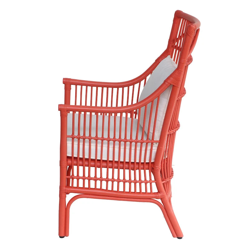 Sedia da Pranzo con Braccioli e Schienale a Doghe in Rattan con Cuscino di East at Main - 24x25.5x39.25