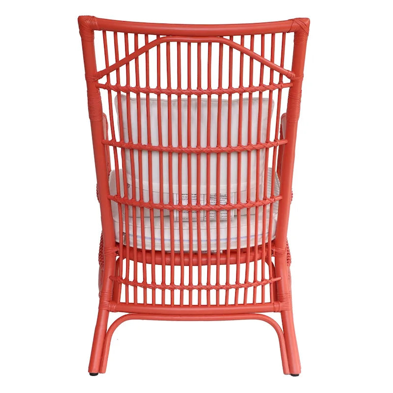 Sedia da Pranzo con Braccioli e Schienale a Doghe in Rattan con Cuscino di East at Main - 24x25.5x39.25