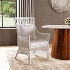 Sedia da Pranzo con Braccioli e Schienale a Doghe in Rattan con Cuscino di East at Main - 24x25.5x39.25