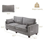 LUE BONA 81 Moderno Divano a 3 posti in Velluto a Coste, Divano Imbottito Rettangolare in Poliestere per Soggiorno - 81L X 33P X 26A