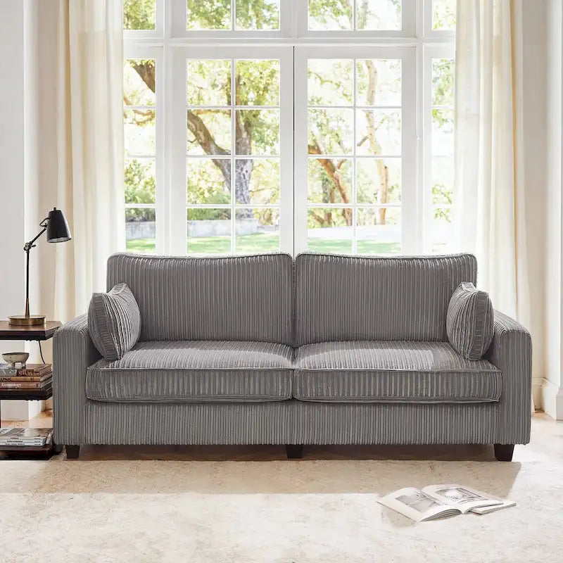 LUE BONA 81 Moderno Divano a 3 posti in Velluto a Coste, Divano Imbottito Rettangolare in Poliestere per Soggiorno - 81L X 33P X 26A