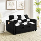 Modern Velvet Loveseat Sofa Couch Pull Out Bed,3 in 1 Convertible For Living Room Sofa Bed