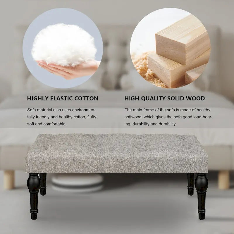 Bench 4-thickened Roman Column Feet French Upholstered Bedside Bench For Bedroom Living Room Entryway