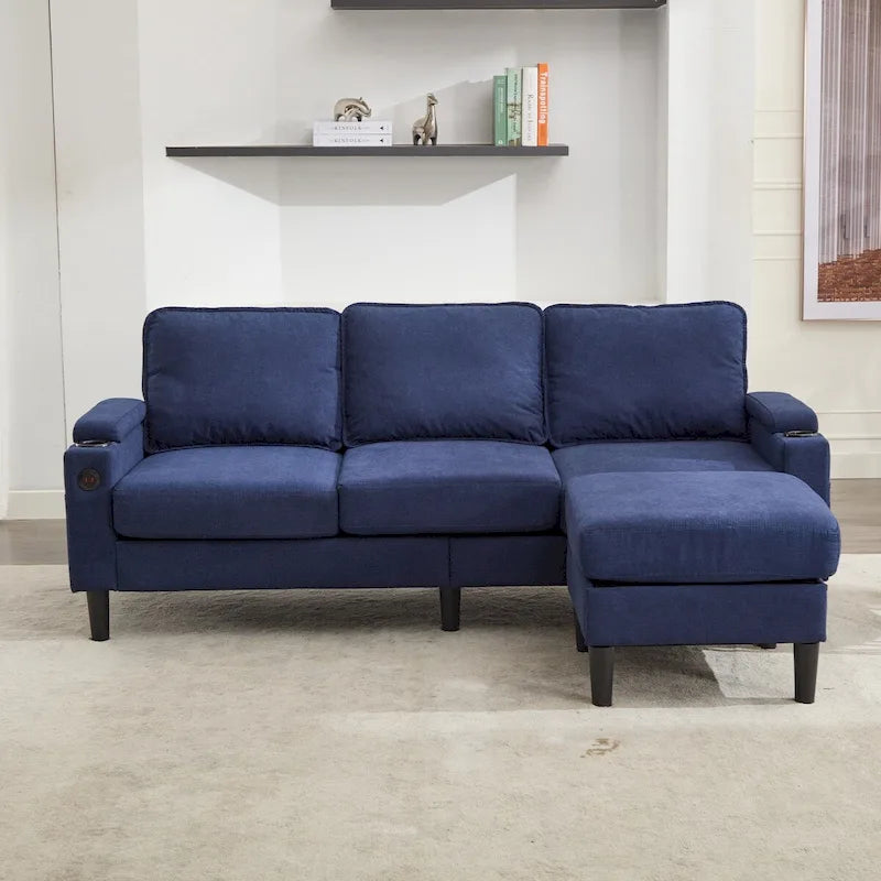 Divano angolare a 3 posti con pouf contenitore