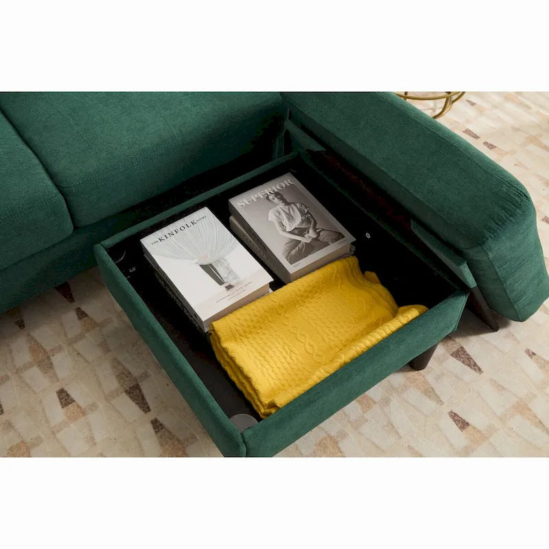 Divano angolare a 3 posti con pouf contenitore