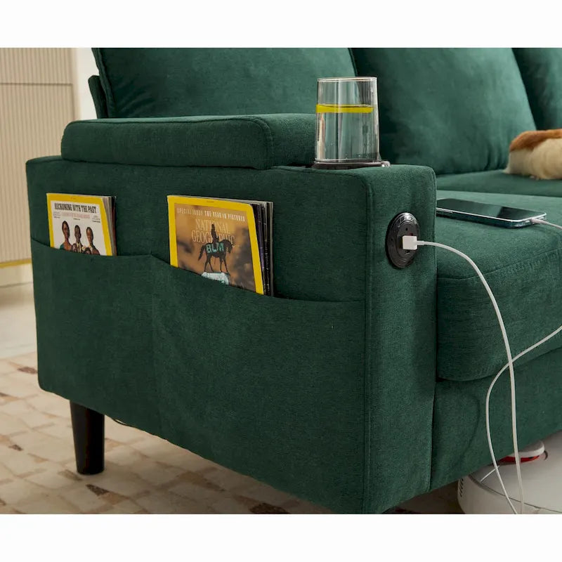 Divano angolare a 3 posti con pouf contenitore