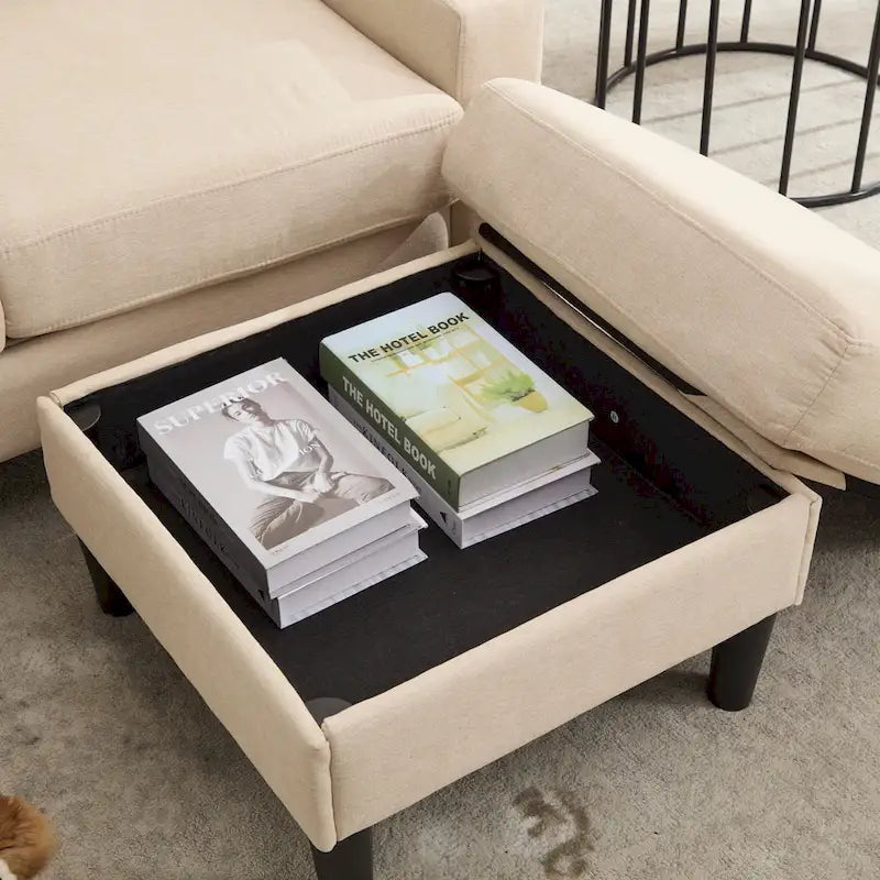 Divano angolare a 3 posti con pouf contenitore
