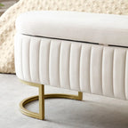 Storage Bench Bedroom Bench, Velvet Oval Upholstered End of Bed Bench with Golden Metal Legs,50 Storage Ottoman Bench